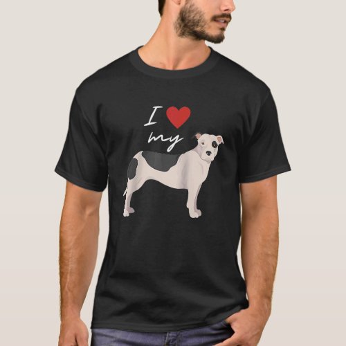 I Love My Black  White American Pit Bull Terrier  T_Shirt