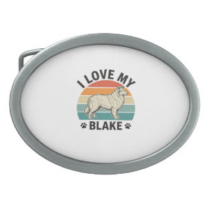 I Love My Blake Dog Retro Engraving Design_1 Belt Buckle