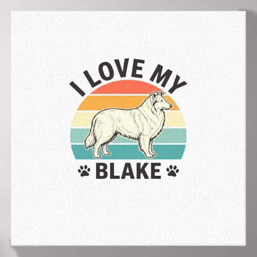 I Love My Blake Dog Retro Engraving Design_1 Canvas Photo Tile