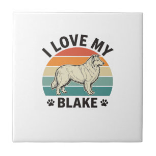 I Love My Blake Dog Retro Engraving Design_1 Ceramic Tile