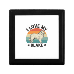 I Love My Blake Dog Retro Engraving Design_1 Gift Box