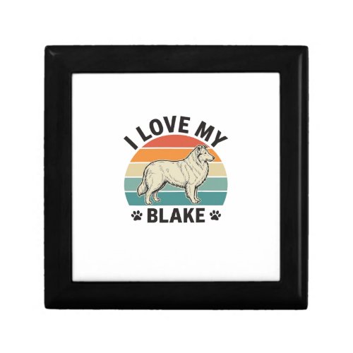 I Love My Blake Dog Retro Engraving Design_1 Gift Box