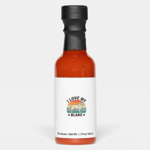 I Love My Blake Dog Retro Engraving Design_1 Hot Sauces