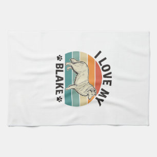I Love My Blake Dog Retro Engraving Design_1 Kitchen Towel