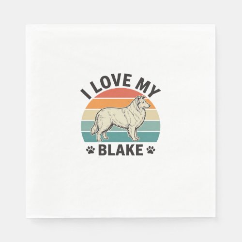 I Love My Blake Dog Retro Engraving Design_1 Napkins