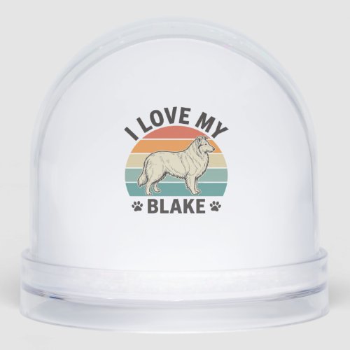 I Love My Blake Dog Retro Engraving Design_1 Snow Globe
