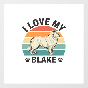 I Love My Blake Dog Retro Engraving Design_1 Window Cling