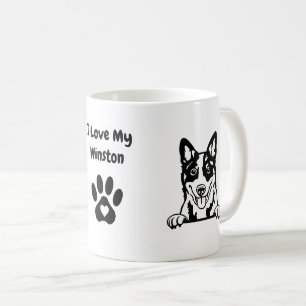 I Love my BLUE HEELER    Name & Paw Print Coffee Mug