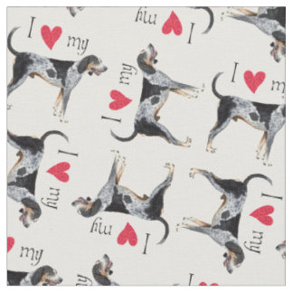 I Love my Bluetick Coonhound Fabric