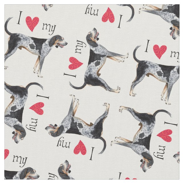I Love my Bluetick Coonhound Fabric (Close Up)