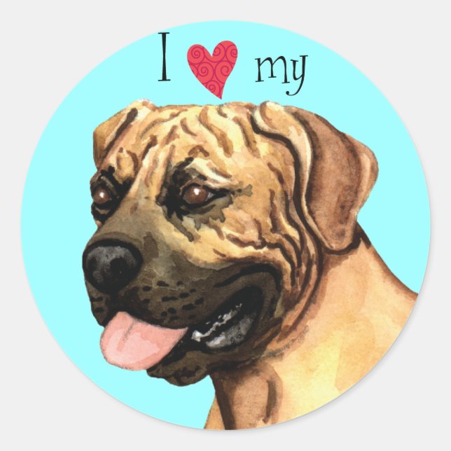 I Love my Boerboel Classic Round Sticker (Front)