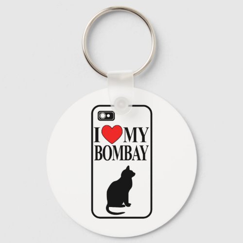 I Love My Bombay Cat Keychain