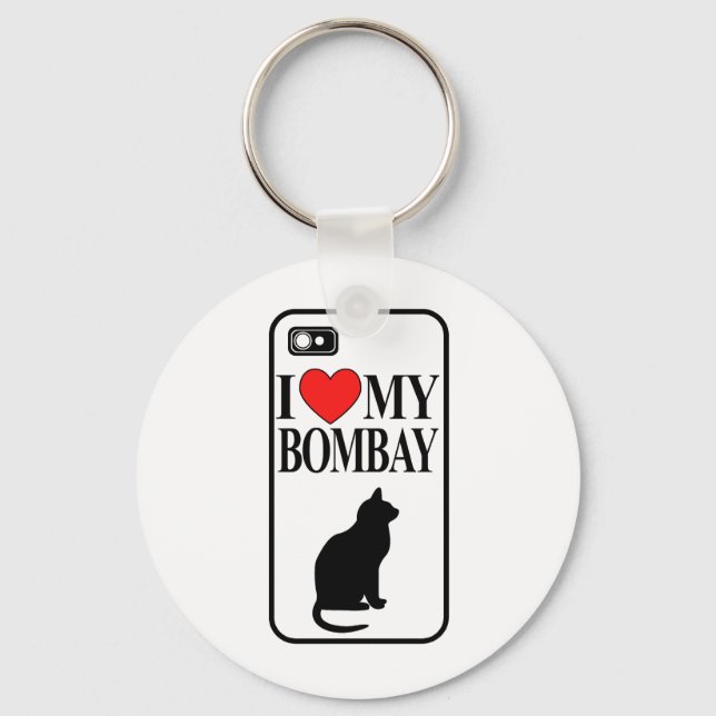 I Love My Bombay Cat Keychain (Front)