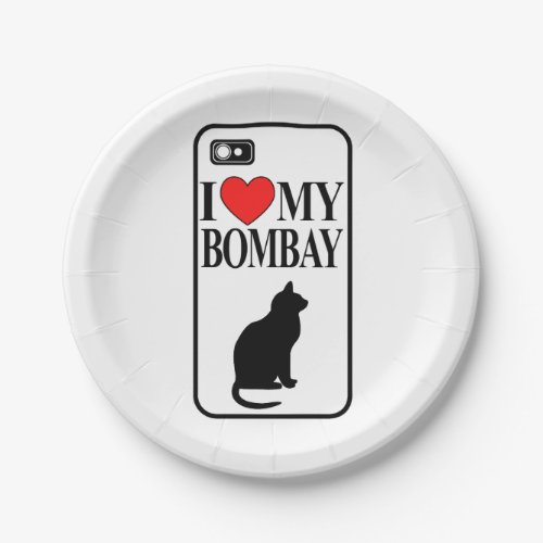 I Love My Bombay Cat Paper Plates