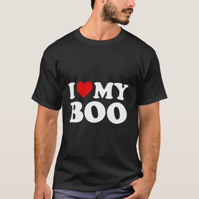 I Love My Boo Boyfriend Bf Red Heart T-Shirt (Front)