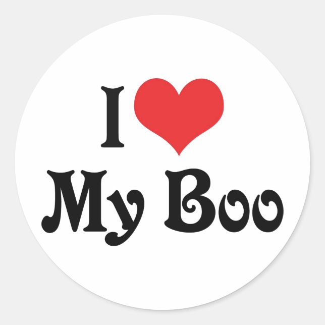 I Love My Boo Classic Round Sticker (Front)