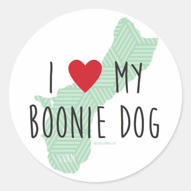 I Love My Boonie Dog Stickers (Green) (Front)