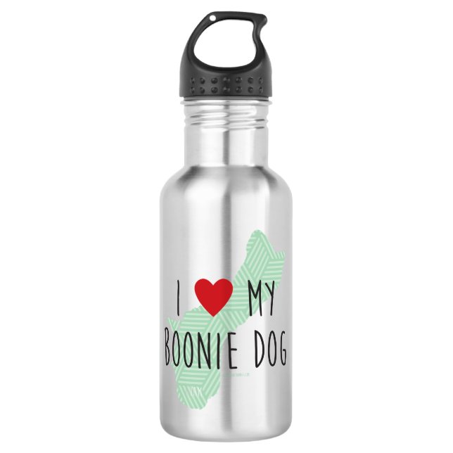 I Love My Boonie Dog Water Bottle (Green) (Front)
