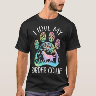 I Love My Border Collie Dog  Puppy Paw Love T-Shirt