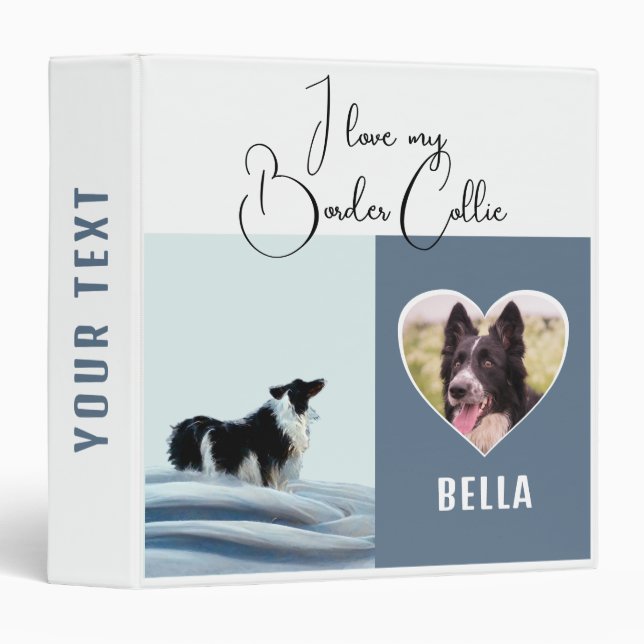I love my Border Collie Drawing Dog Photo Album 3 Ring Binder (Front/Spine)