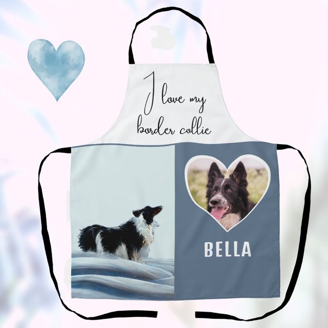 I love my Border Collie Drawing Dog Photo Name  Apron (Creator Uploaded)