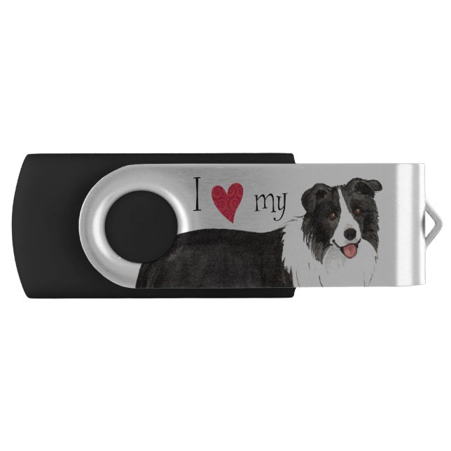 I Love my Border Collie Flash Drive (Front)