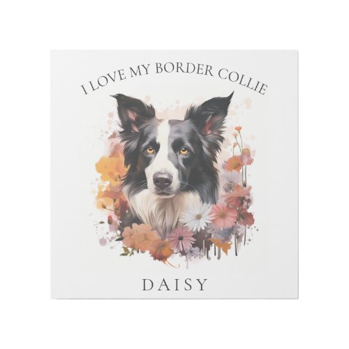 I Love My Border Collie Floral Dog Portrait Gallery Wrap