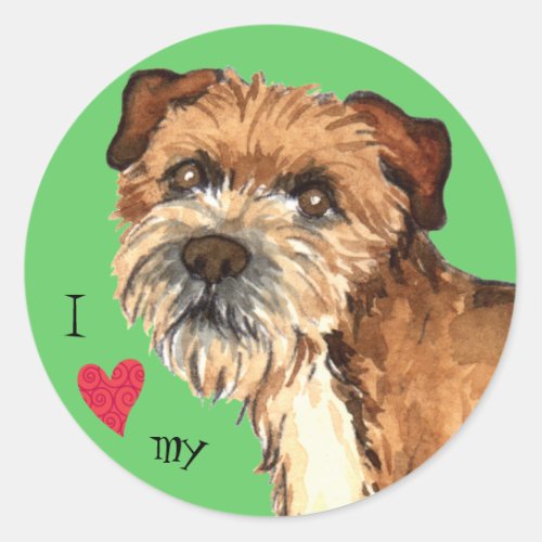 I Love my Border Terrier Classic Round Sticker