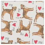 I Love my Border Terrier Fabric