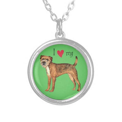 I Love my Border Terrier Silver Plated Necklace