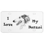 I Love My Borzoi Dog License Plate at Zazzle