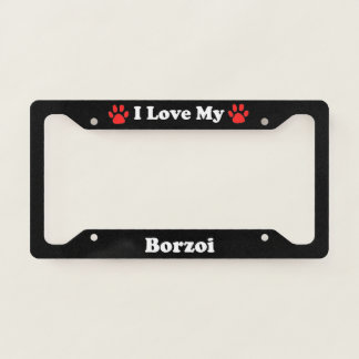 I Love My Borzoi Dog License Plate Frame