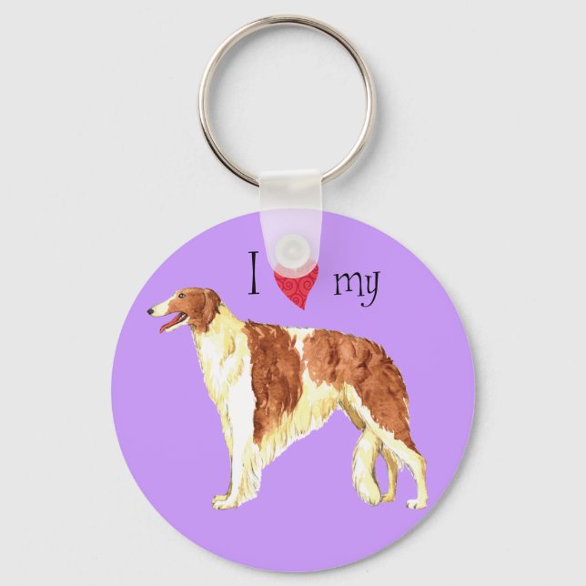 I Love my Borzoi Keychain (Front)