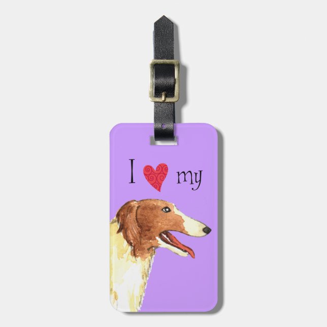 I Love my Borzoi Luggage Tag (Front Vertical)