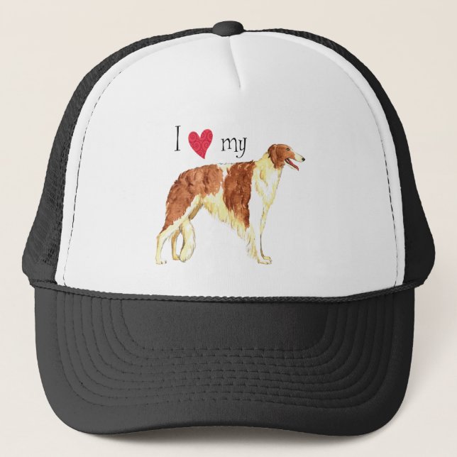 I Love my Borzoi Trucker Hat (Front)