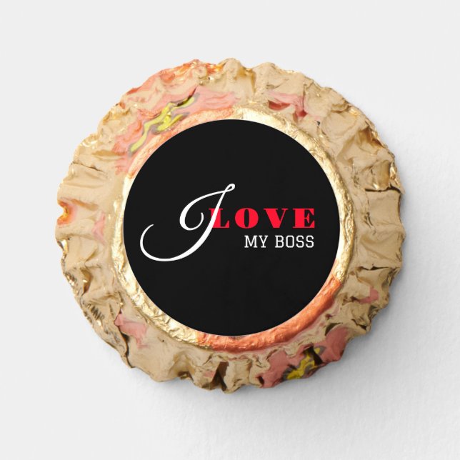 I love my boss ( add your text) Black Valentine  Reese's Peanut Butter Cups (Front)