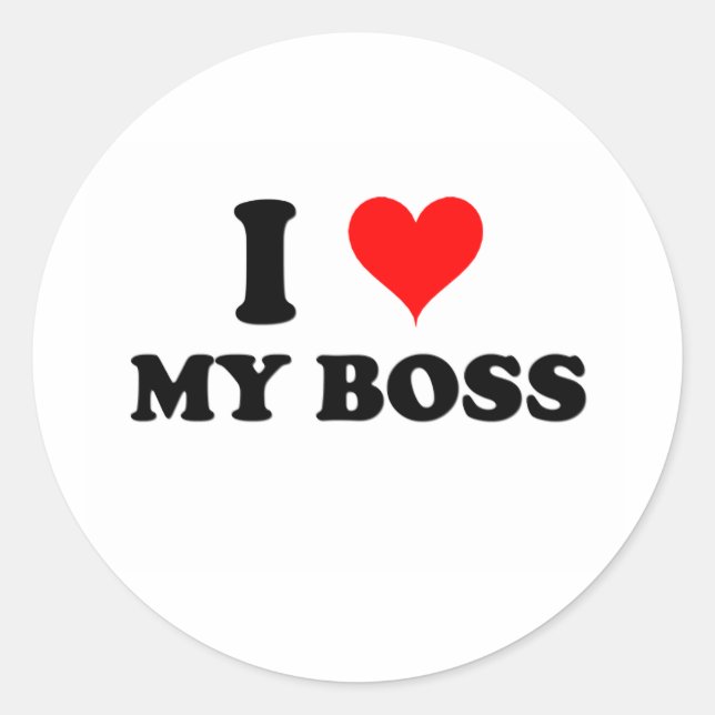 I Love My Boss Classic Round Sticker (Front)
