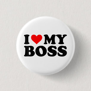 I Love My Boss Funny Red Heart Boss I Heart My Bos Button