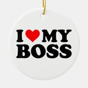 I Love My Boss Funny Red Heart Boss I Heart My Bos Ceramic Ornament