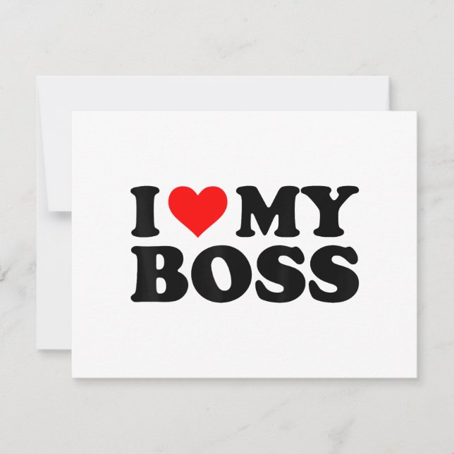 I Love My Boss Funny Red Heart Boss I Heart My Bos Holiday Card (Front)
