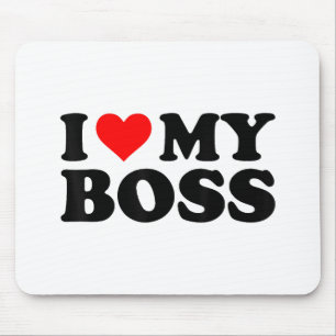 I Love My Boss Funny Red Heart Boss I Heart My Bos Mouse Pad