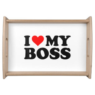 I Love My Boss Funny Red Heart Boss I Heart My Bos Serving Tray