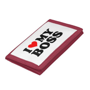 I Love My Boss Funny Red Heart Boss I Heart My Bos Tri-fold Wallet