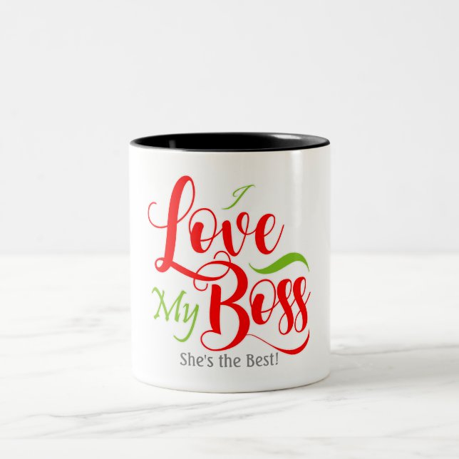 I Love my Boss Two-Tone Coffee Mug (Center)