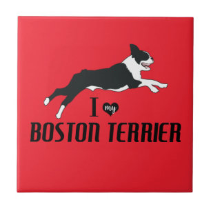 I Love my Boston Terrier Ceramic Tile