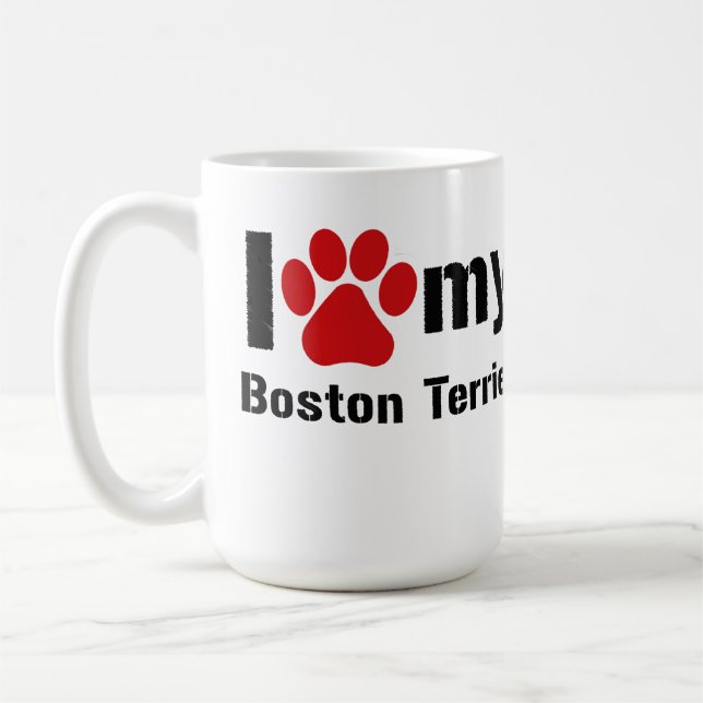 I Love My Boston Terrier Coffee Mug (Left)