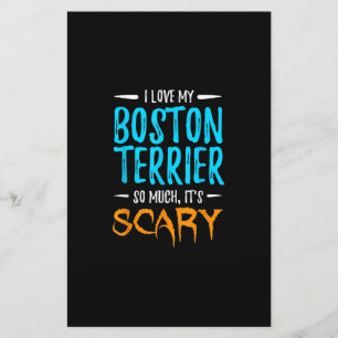 I Love My Boston Terrier Dog Mom Scary Halloween Stationery