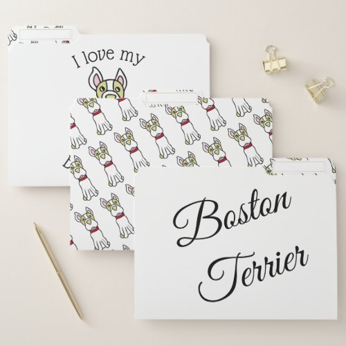 I Love My Boston Terrier File Folder