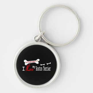 I Love My Boston Terrier Keychain