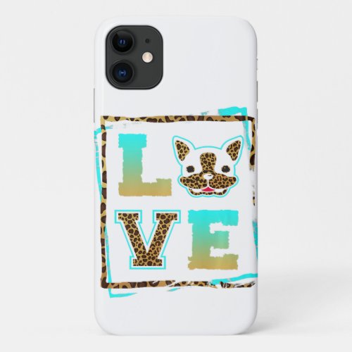 I Love My Boston Terrier Lover Dog Mom Dad Leopard iPhone 11 Case